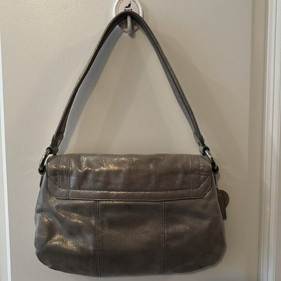 Authentic Coach Poppy Silver Leather Layla Shoulder Bag Y2K - Picture 7 of 9